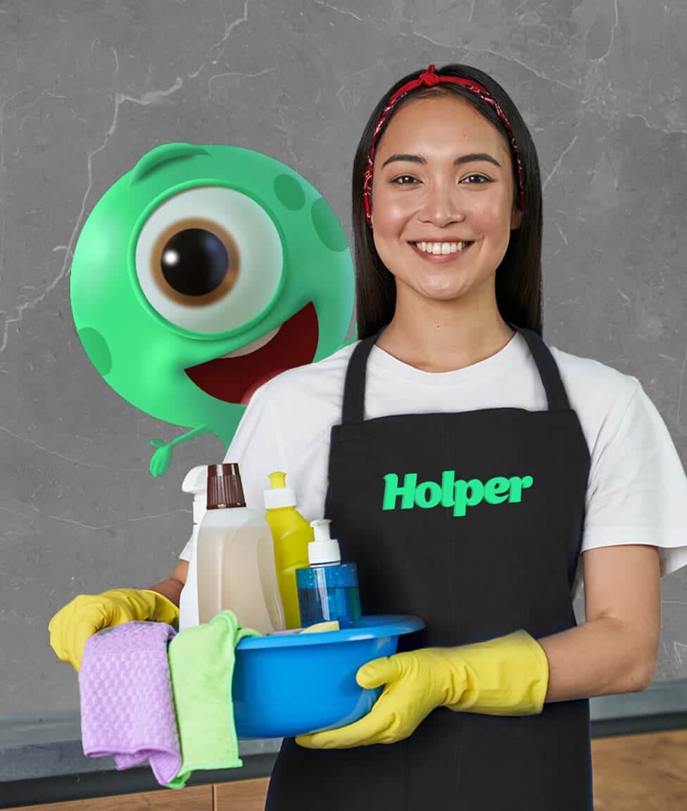 Profesional de limpieza Holper para hogar y oficina en Bogotá, Medellín y Cali