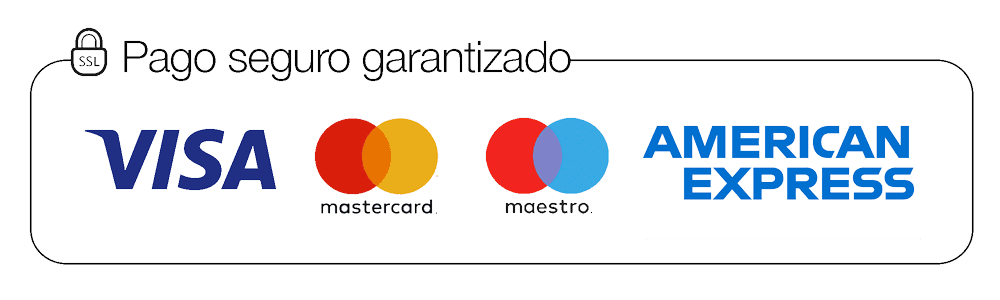 Pago seguro garantizado: Visa, Mastercard, Maestro, American Express
